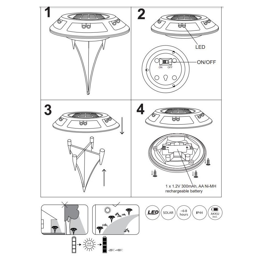 Globo - ZESTAW 2x LED Oświetlenie solarne LED/0,72W/3V 3200K IP44 300 mAh