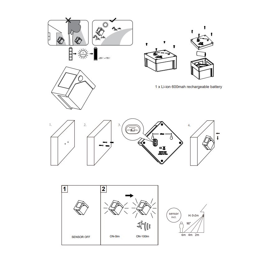 Globo - LED Lampa solarna z czujnikiem LED/0,48W/3V IP44 600 mAh