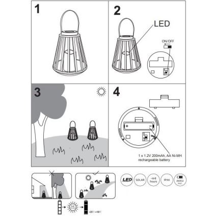 Globo - LED Lampa solarna LED/0,06W/3V 3200K IP44