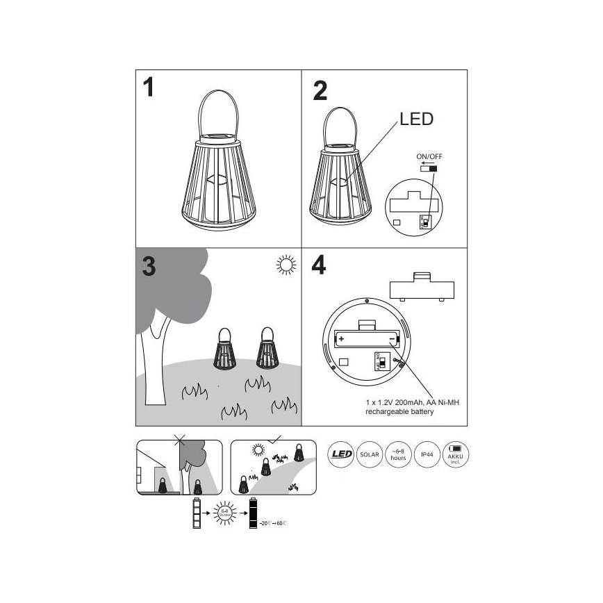 Globo - LED Lampa solarna LED/0,06W/3V 3200K IP44