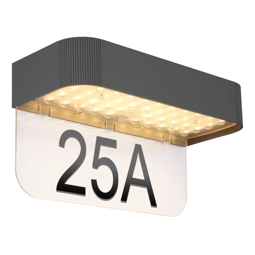 Globo - LED Solarny numer domu LED/6W/3,7V IP54 1800 mAh