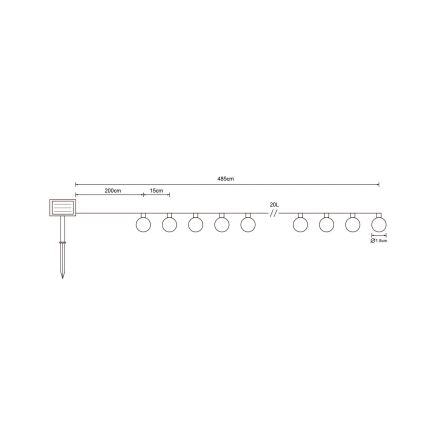 Globo - LED Łańcuch solarny 20xLED/0,06W/3,2V 285 cm IP44