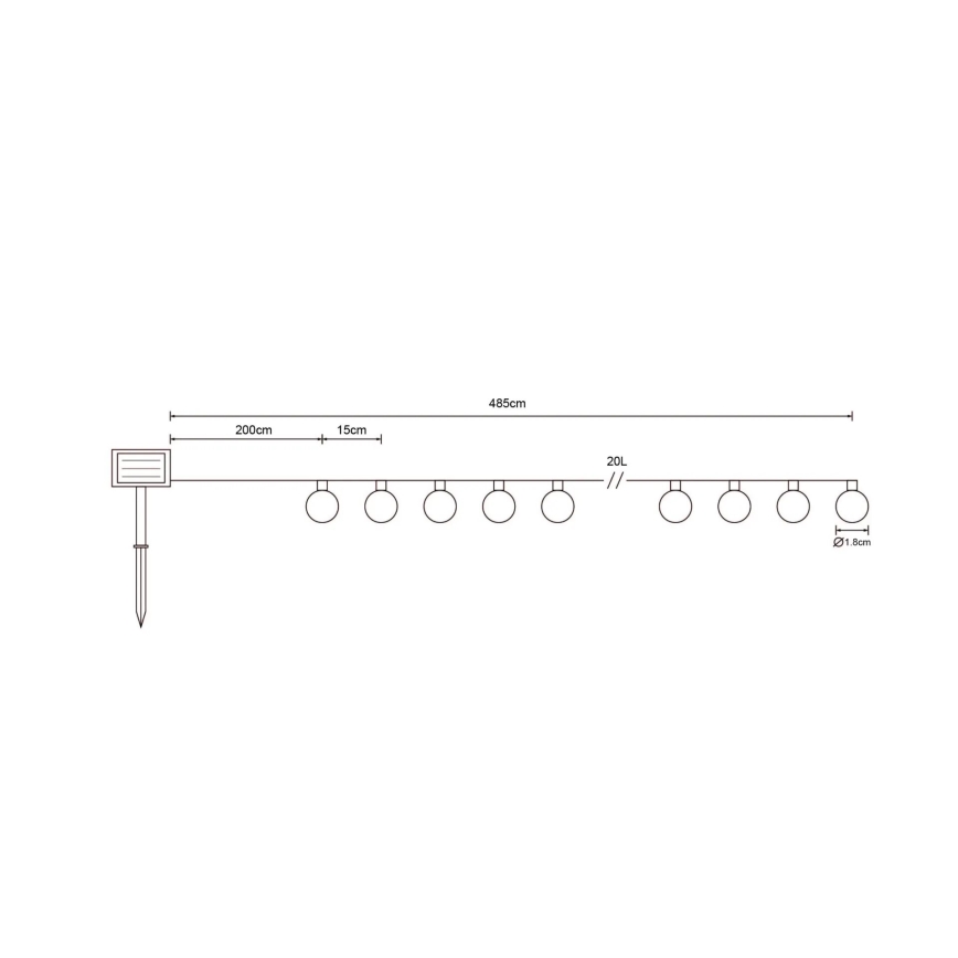 Globo - LED Łańcuch solarny 20xLED/0,06W/3,2V 285 cm IP44