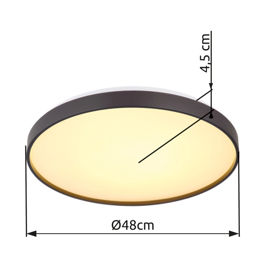 Globo - LED Plafon LED/24W/230V śr. 48 cm antracyt