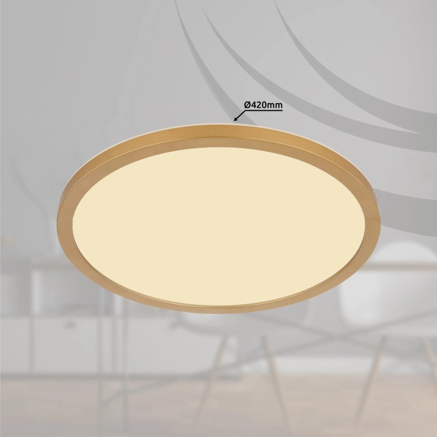 Globo - LED Ściemnialny plafon łazienkowy LED/24W/230V 3000K IP44 śr. 42 cm mosiądz