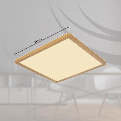 Globo - LED Ściemnialny plafon łazienkowy LED/18W/230V 3000K IP44 29,4x29,4 cm mosiądz
