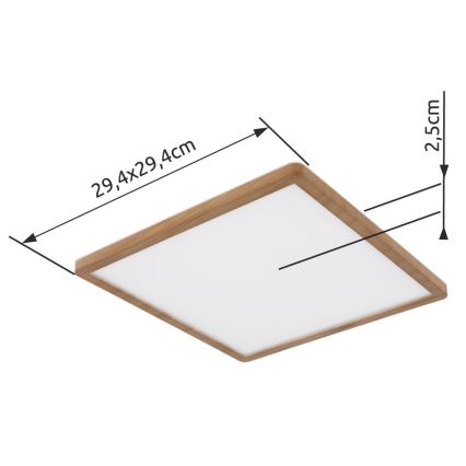 Globo - LED Ściemnialny plafon łazienkowy LED/18W/230V 29,4x29,4 cm IP44 brązowy