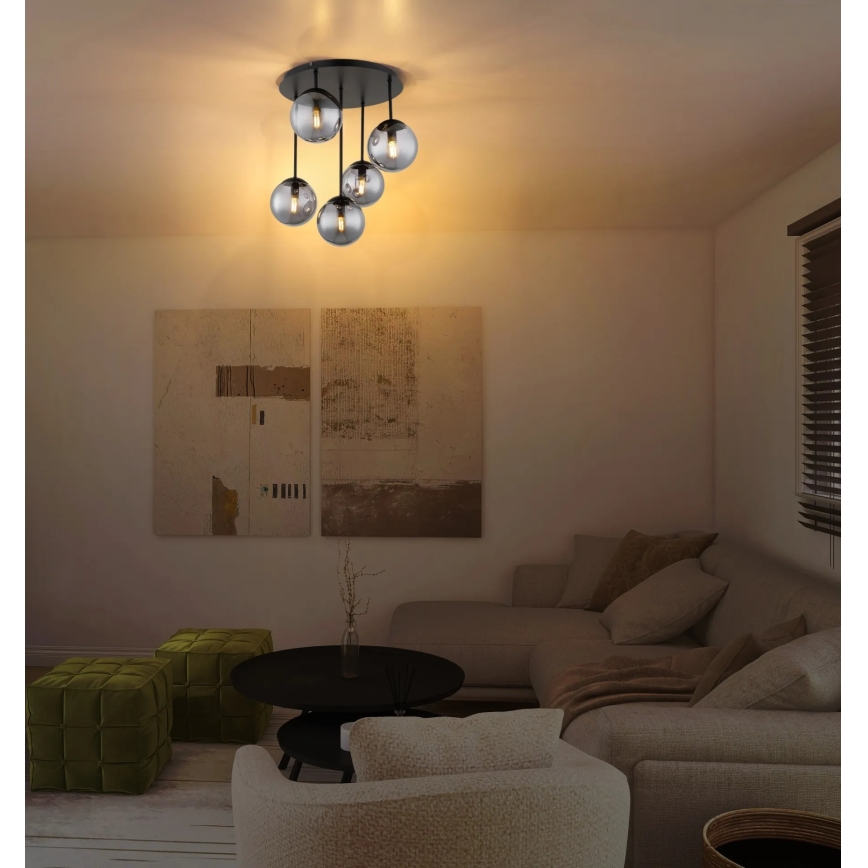 Globo - Przysufitowy żyrandol 5xE14/25W/230V czarny