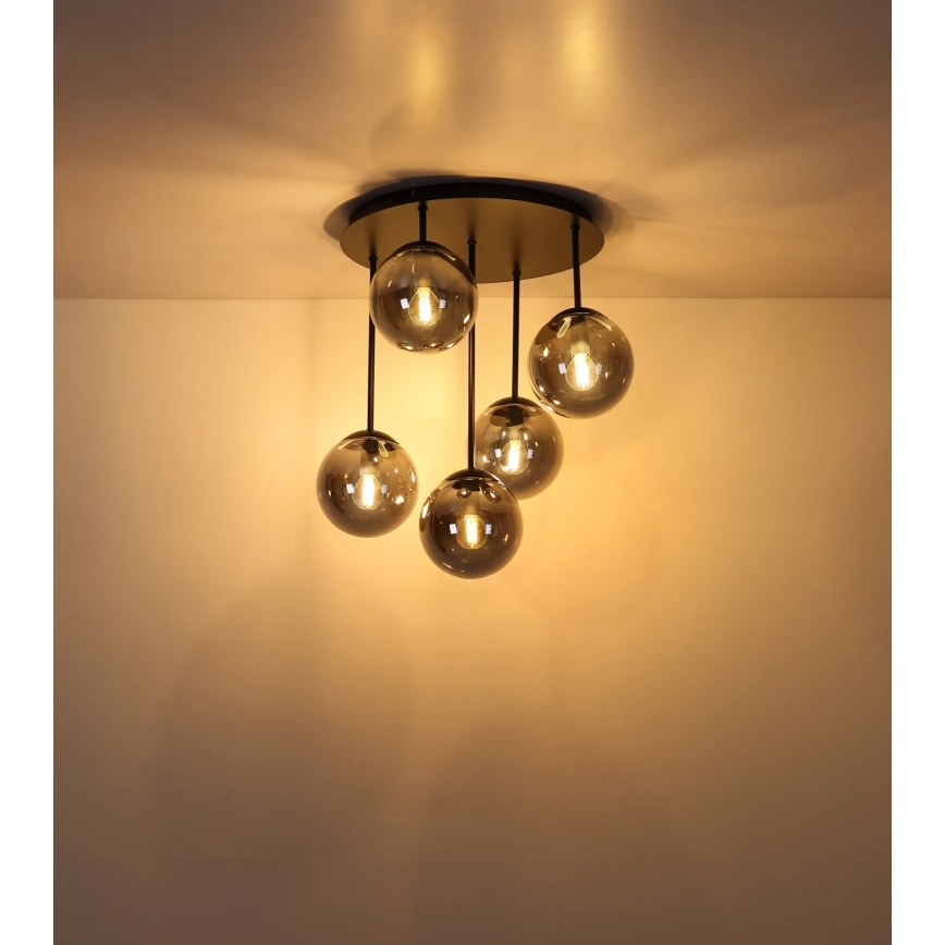 Globo - Przysufitowy żyrandol 5xE14/25W/230V czarny