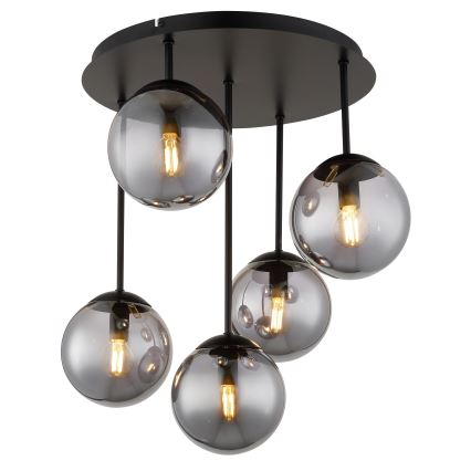 Globo - Przysufitowy żyrandol 5xE14/25W/230V czarny