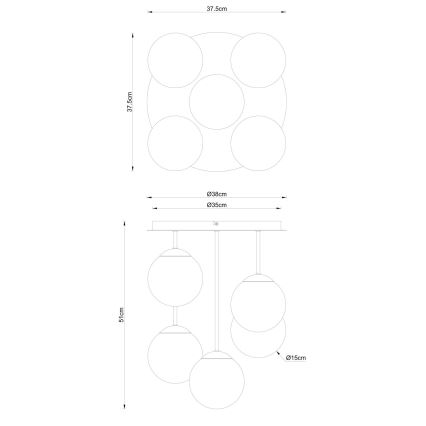 Globo - Przysufitowy żyrandol 5xE14/25W/230V czarny