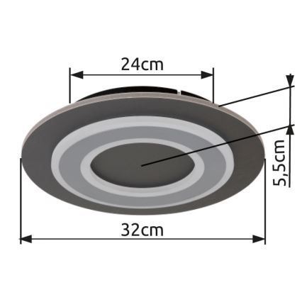 Globo - LED Plafon LED/24W/230V 3000K śr. 32 cm antracyt