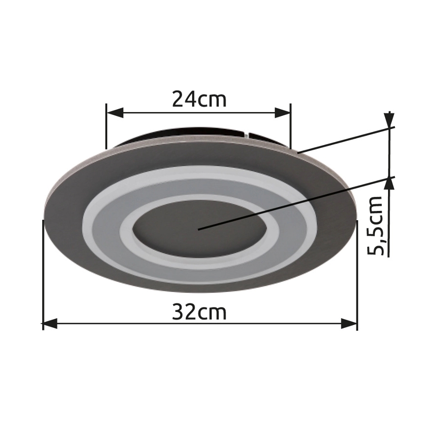 Globo - LED Plafon LED/24W/230V 3000K śr. 32 cm antracyt