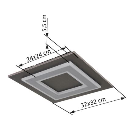 Globo - LED Plafon LED/24W/230V 3000K 32x32 cm antracyt