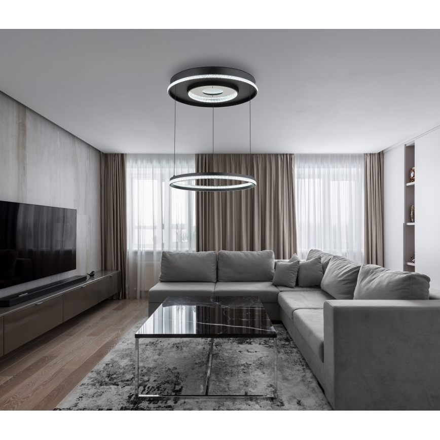 Globo - LED Żyrandol ściemnialny na lince LED/54W/230V 2700-6500K śr. 60 cm czarny + pilot zdalnego sterowania