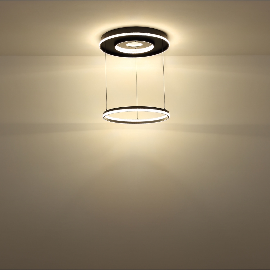 Globo - LED Żyrandol ściemnialny na lince LED/54W/230V 2700-6500K śr. 60 cm czarny + pilot zdalnego sterowania