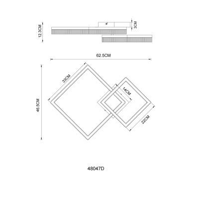 Globo - Lampa sufitowa LED/24W/230V 3000K 46,5x62,5 cm
