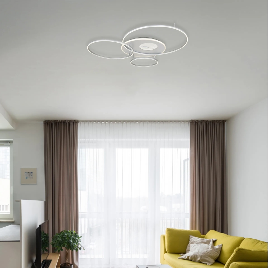 Globo - ściemnialny plafon LED/54W/230V 2700-6500K 90x70 cm srebrny + pilot