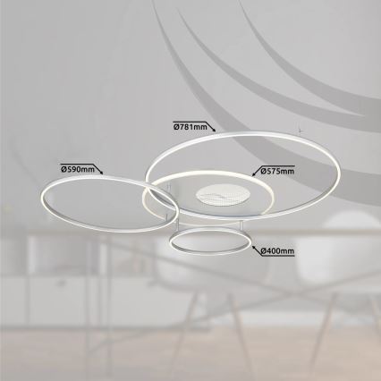 Globo - LED ściemnialna lampa sufitowa LED/70W/230V 2700-6500K Wi-Fi Tuya matowy chrom + pilot zdalnego sterowania