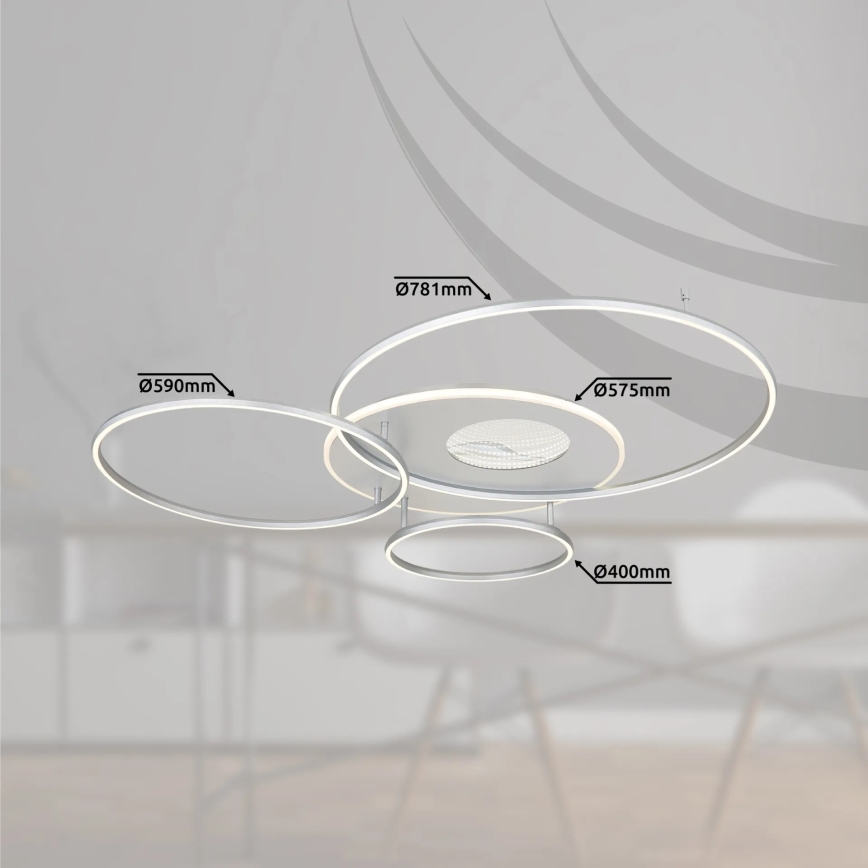 Globo - LED ściemnialna lampa sufitowa LED/70W/230V 2700-6500K Wi-Fi Tuya matowy chrom + pilot zdalnego sterowania