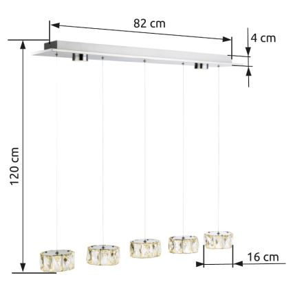 Globo - LED Żyrandol na lince LED/52W/230V 4000K chrom błyszczący/przezroczysty