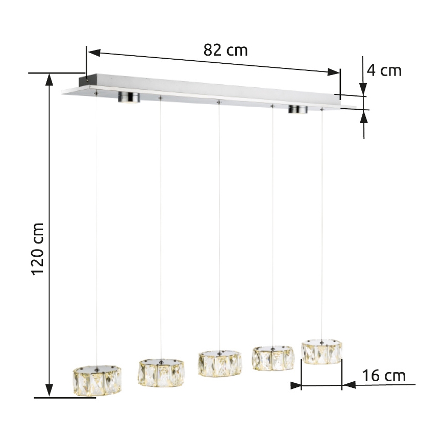 Globo - LED Żyrandol na lince LED/52W/230V 4000K chrom błyszczący/przezroczysty