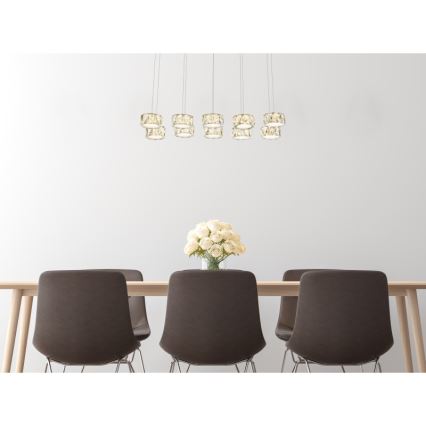 Globo - LED Żyrandol na lince LED/92W/230V 4000K chrom błyszczący/przezroczysty