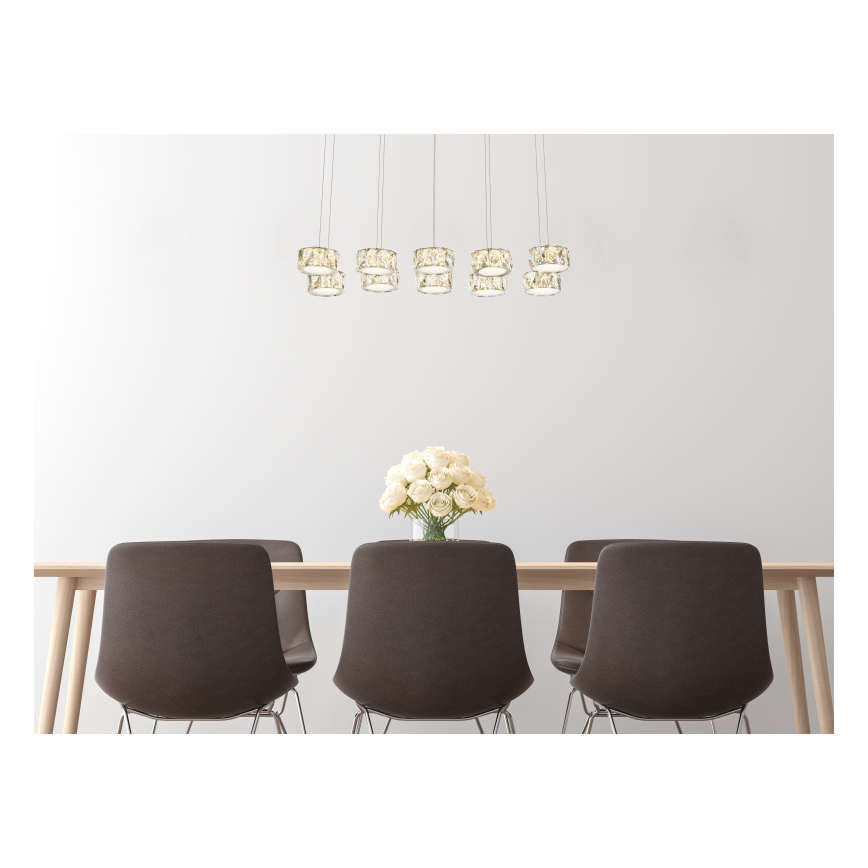 Globo - LED Żyrandol na lince LED/92W/230V 4000K chrom błyszczący/przezroczysty