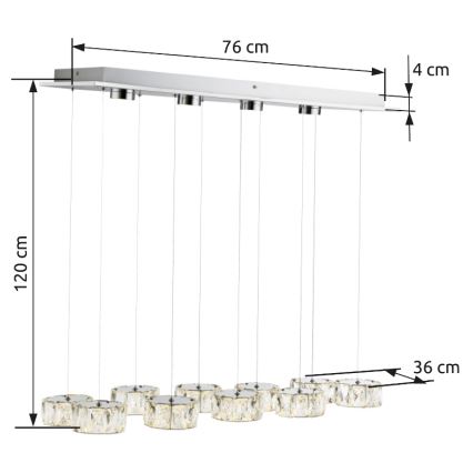 Globo - LED Żyrandol na lince LED/92W/230V 4000K chrom błyszczący/przezroczysty