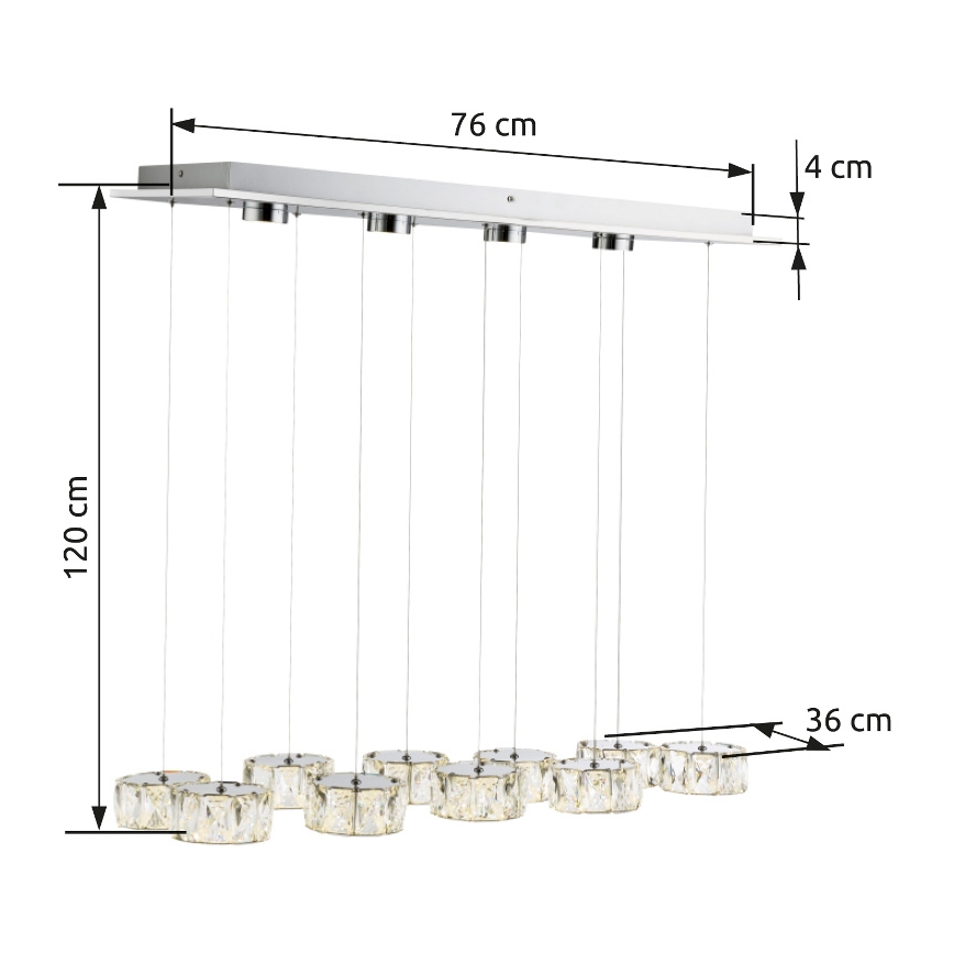 Globo - LED Żyrandol na lince LED/92W/230V 4000K chrom błyszczący/przezroczysty
