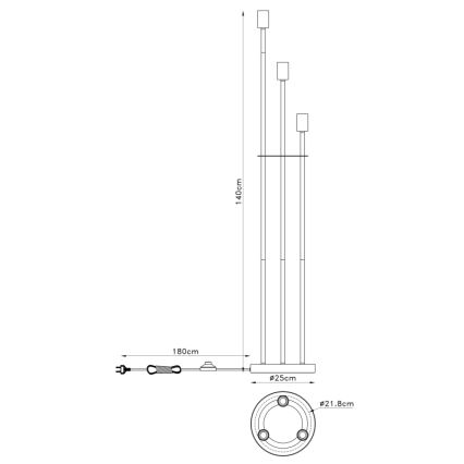 Globo 54008-3S - Lampa podłogowa MARTHA 3xE27/60W/230V