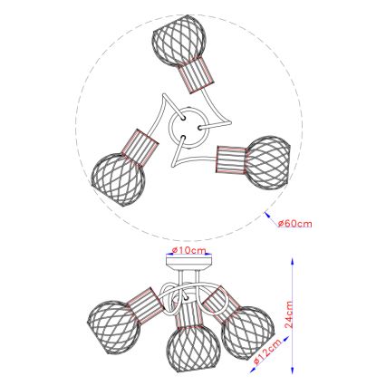 Globo - Żyrandol natynkowy 3xE27/40W/230V