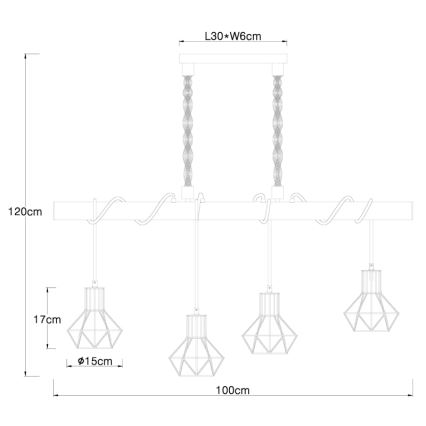 Globo - Żyrandol na lince 4xE27/60W/230V