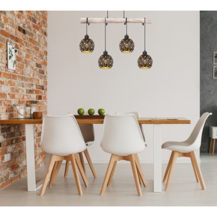 Globo 54029-4H - Żyrandol na przewodzie JODIE 4xE27/40W/230V beżowy/czarny