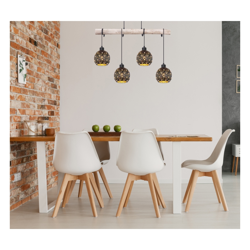 Globo 54029-4H - Żyrandol na przewodzie JODIE 4xE27/40W/230V beżowy/czarny