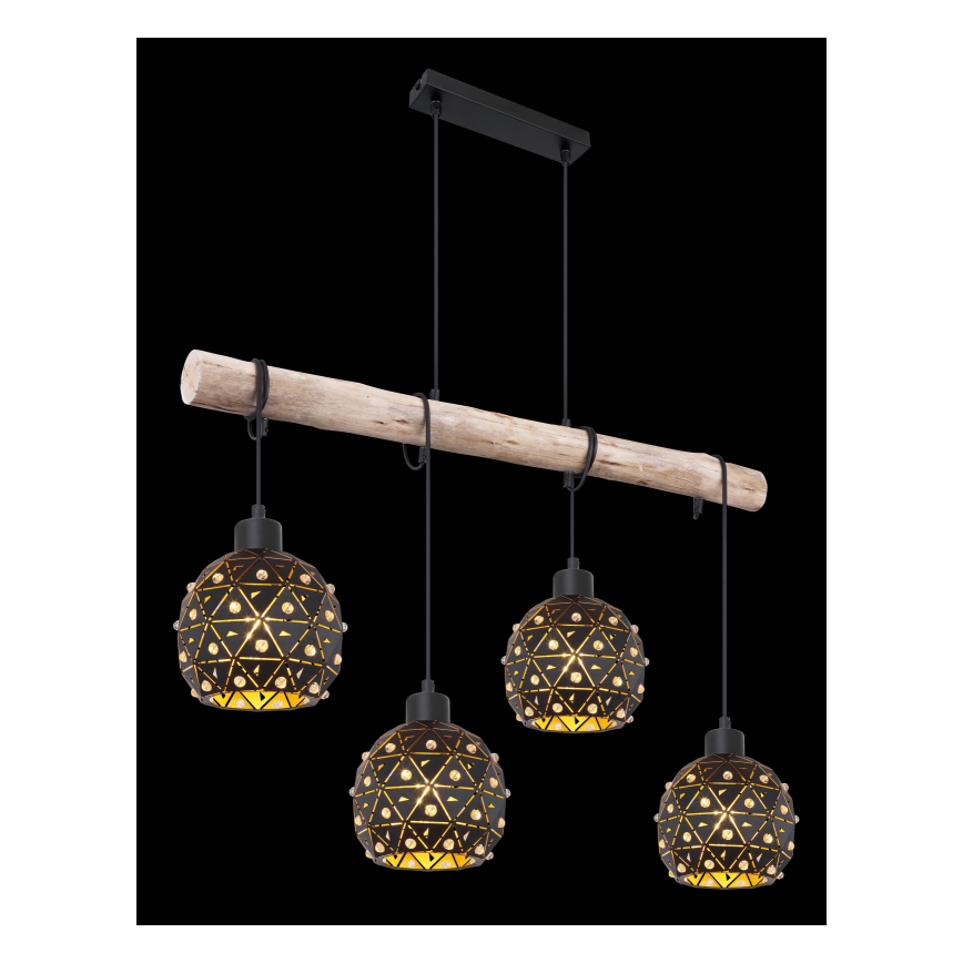 Globo 54029-4H - Żyrandol na przewodzie JODIE 4xE27/40W/230V beżowy/czarny