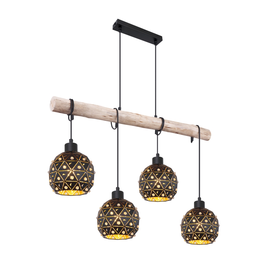 Globo 54029-4H - Żyrandol na przewodzie JODIE 4xE27/40W/230V beżowy/czarny