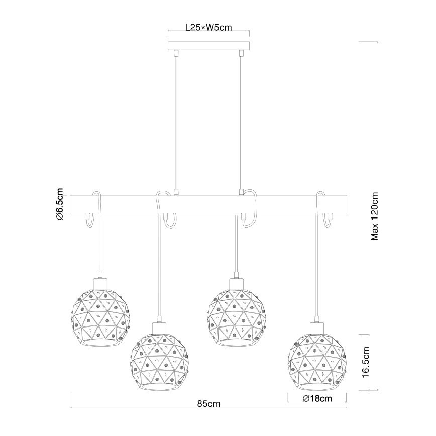 Globo 54029-4H - Żyrandol na przewodzie JODIE 4xE27/40W/230V beżowy/czarny
