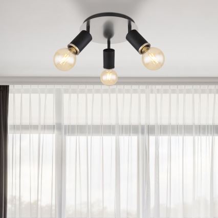 Globo - Lampa punktowa 3xE27/60W/230V czarne drewno