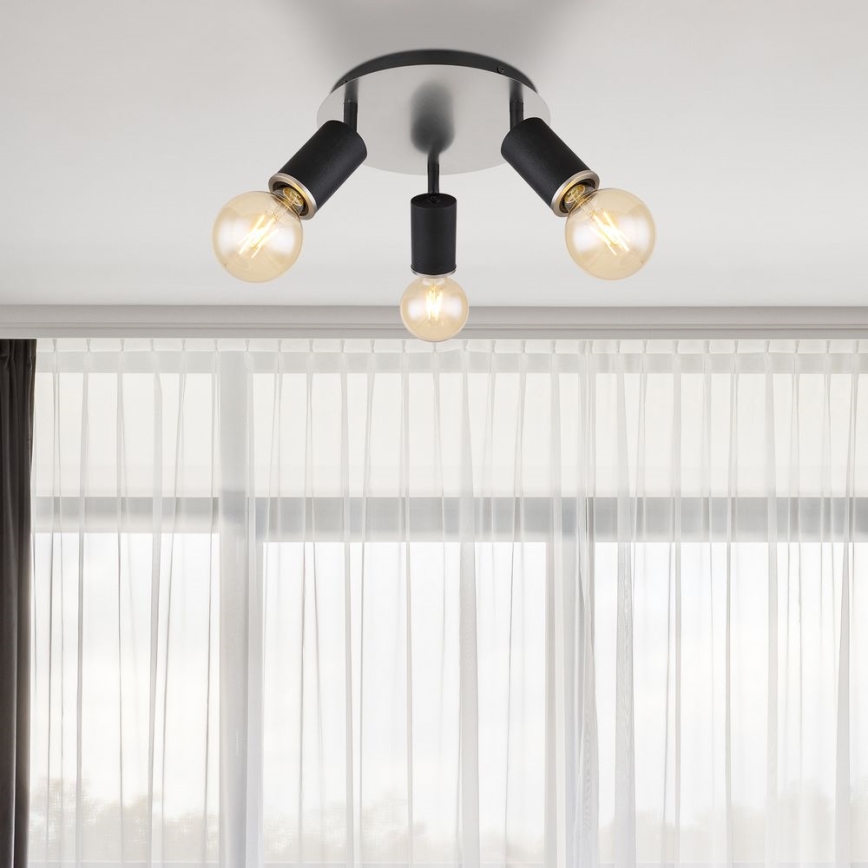 Globo - Lampa punktowa 3xE27/60W/230V czarne drewno