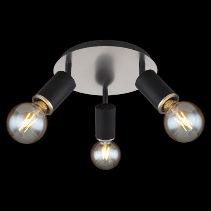 Globo - Lampa punktowa 3xE27/60W/230V czarne drewno