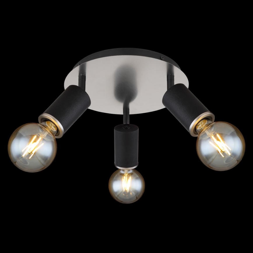 Globo - Lampa punktowa 3xE27/60W/230V czarne drewno