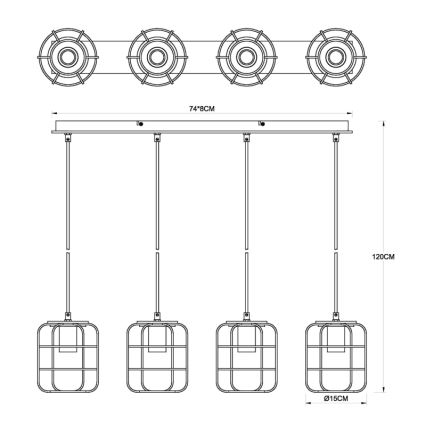 Globo - Żyrandol na linkach 4xE27/40W/230V