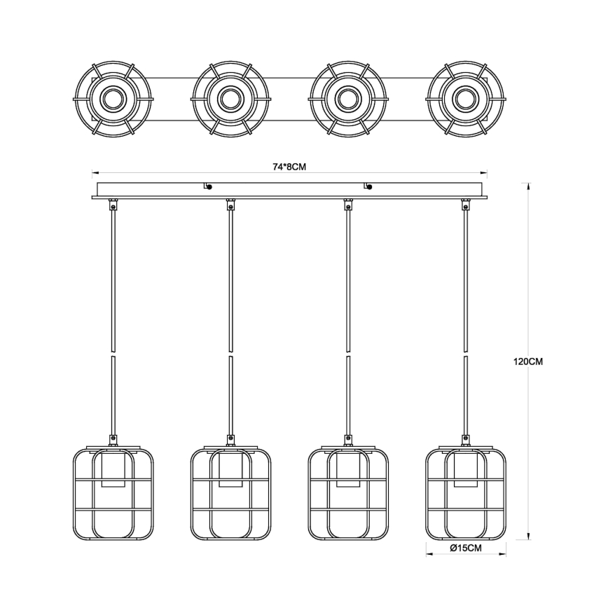 Globo - Żyrandol na linkach 4xE27/40W/230V