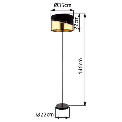 Globo - Lampa podłogowa 1xE27/60W/230V śr. 35 cm czarna/złota