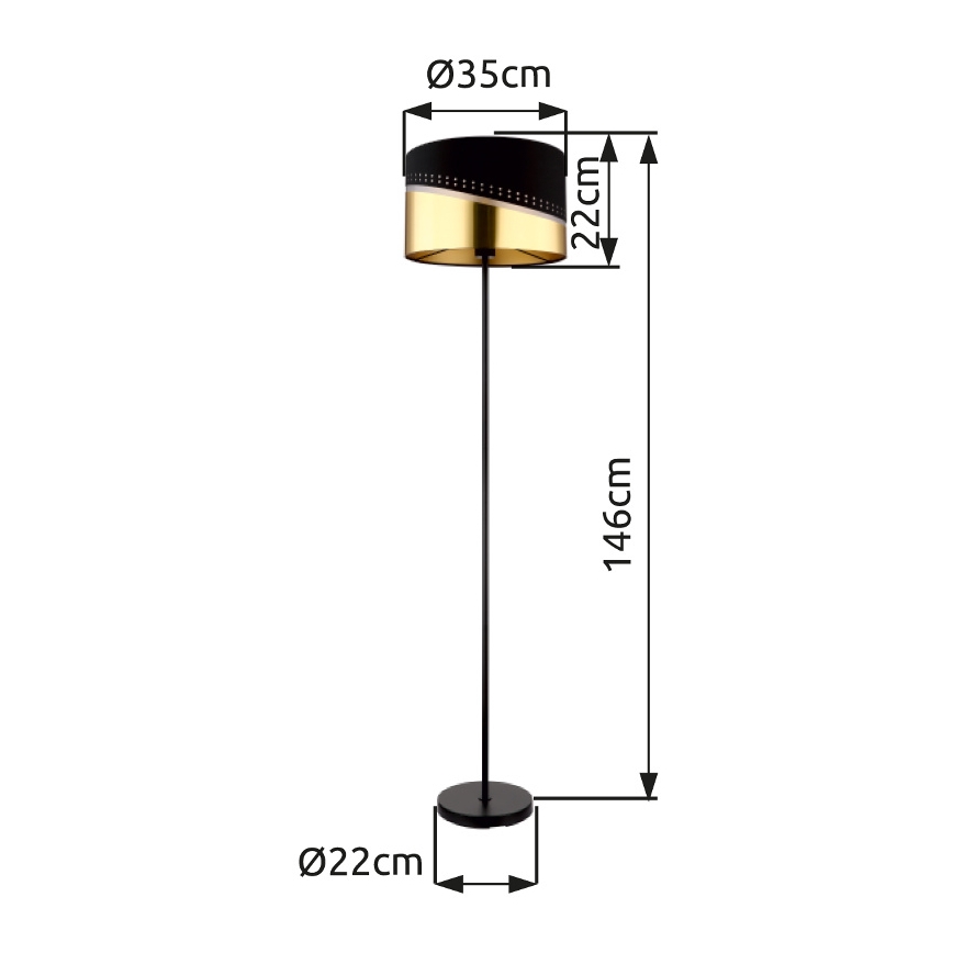 Globo - Lampa podłogowa 1xE27/60W/230V śr. 35 cm czarna/złota