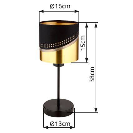 Globo 54046T - Lampa stołowa OR 1xE27/40W/230V śr. 16 cm czarna/złota