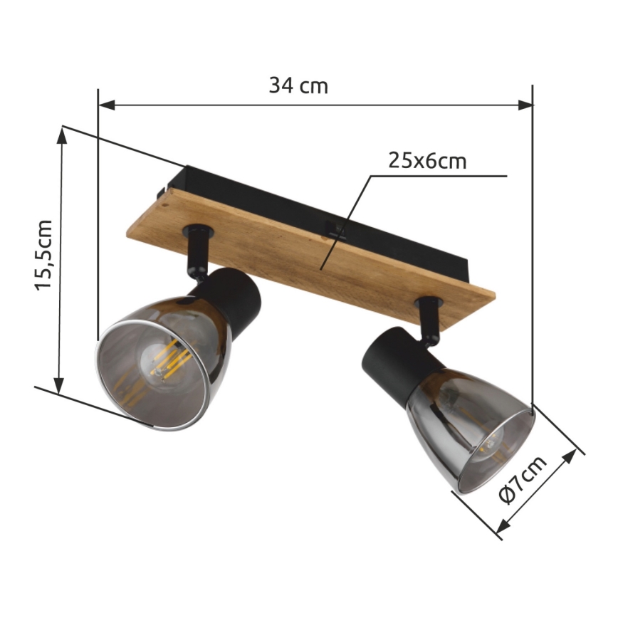 Globo - Kinkiet punktowy 2xE14/40W/230V czarny/drewno