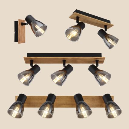 Globo - Kinkiet punktowy 2xE14/40W/230V czarny/drewno