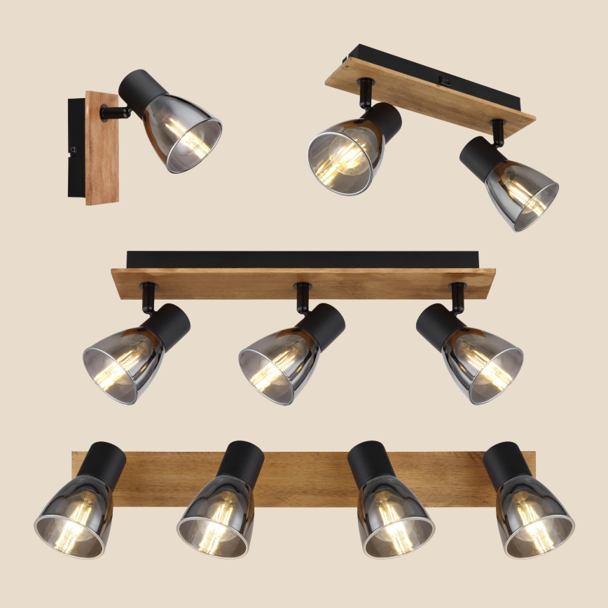 Globo - Kinkiet punktowy 2xE14/40W/230V czarny/drewno